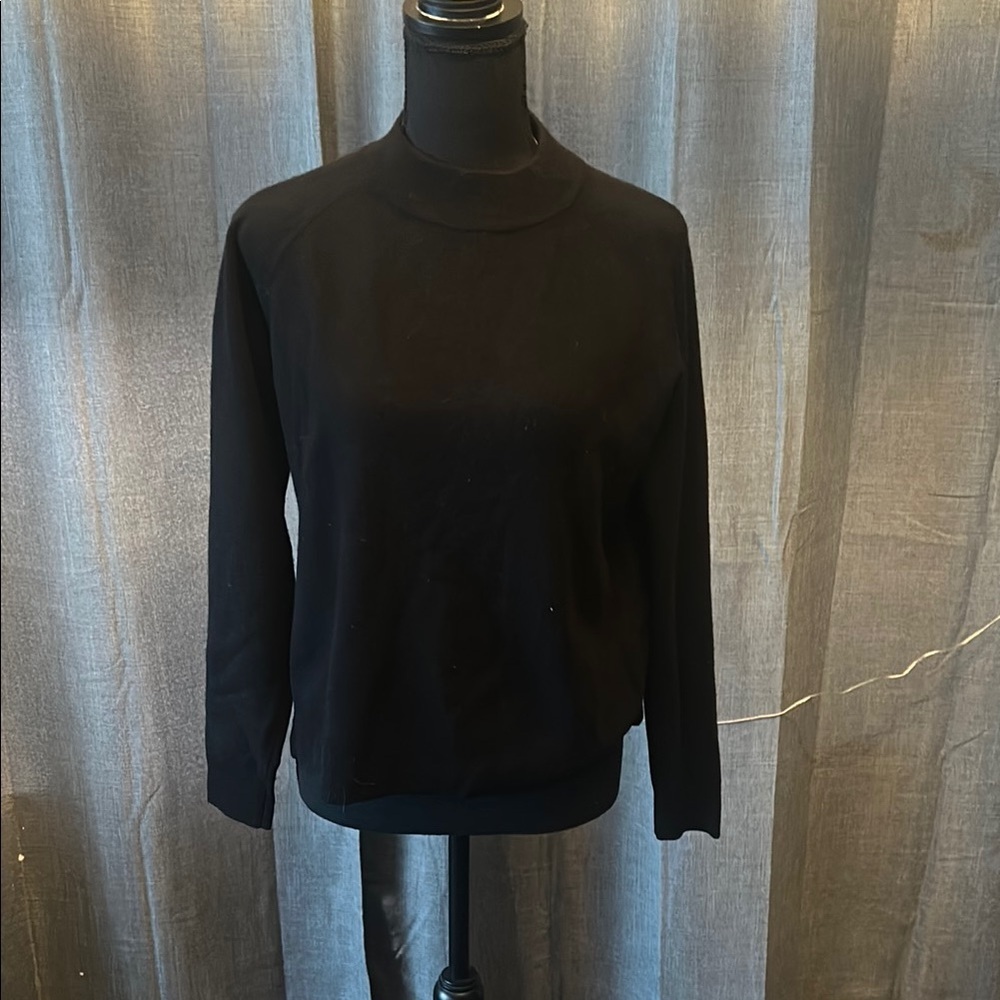 Whistles Black Fitted Sweatshirt with Full Sleeves